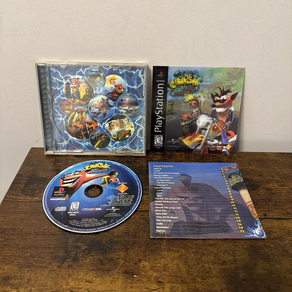 Crash Bandicoot:‎ Warped - Black Label - 3D Lenticular Cover - Complete - (PS1)